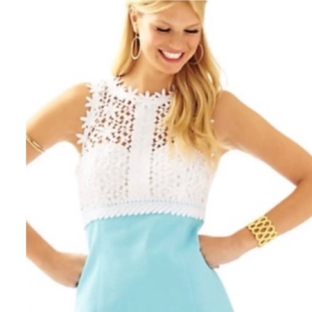 Lilly Pulitzer Breakwater Breakers Shift Turquoise Mini Dress.